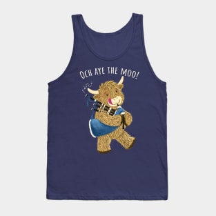 Scottish Highland Cow And Bagpipes Says Och Aye The Moo! Tank Top